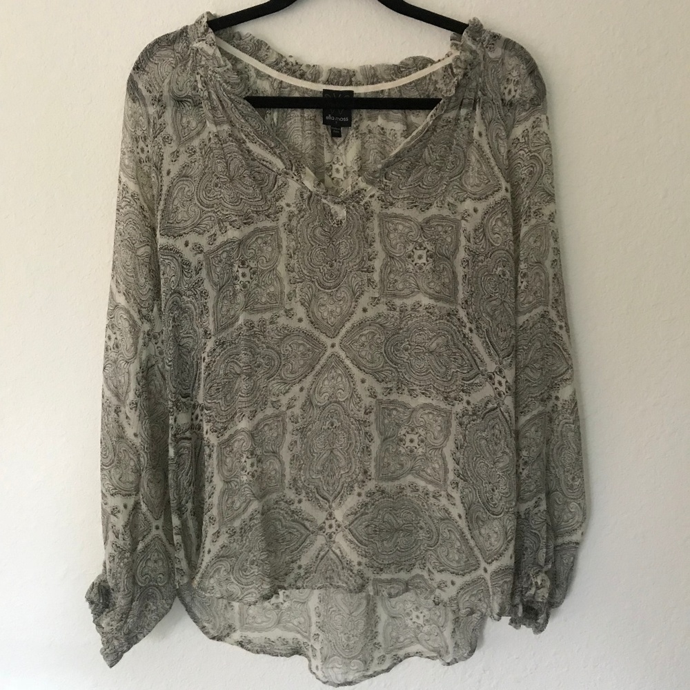 Ella Moss Peasant Silk Blouse Size Small anthro